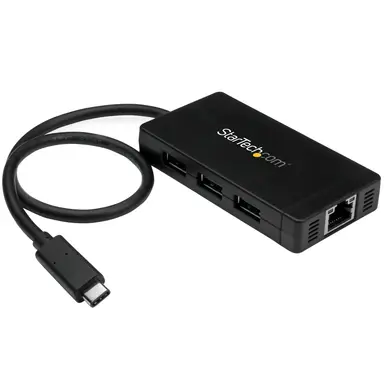 StarTech.com Turn a Laptops USB Type-C Port into Three USB Type-a Ports (5GBPS) & One Gigabit