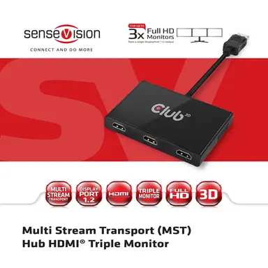 Club 3D B.V This Mst Hub Splits The Signal to 3 Independent HDMI 1.4 Includes DP to Mdp Adap, image 6
