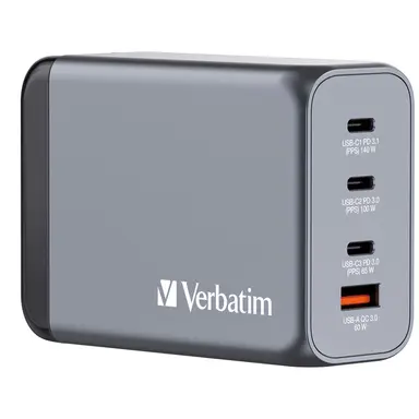 Verbatim Americas 240W 4-Port Gan Wall Charger