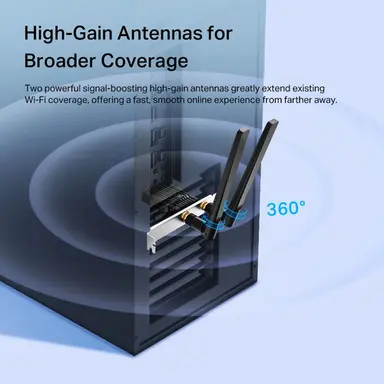 Omada Networks BY TP Link AX3000 Dual Band Wi-Fi 6 Bluetooth Pci Express Adapter SPEED: 2402 Mbps AT 5 GHz, image 5