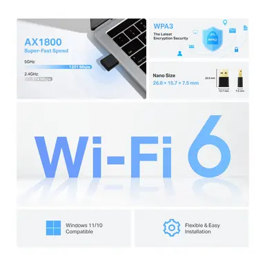 Omada Networks by TP Link AX1800 Nano Dual Band Wi-Fi 6 USB Adapter, image 3