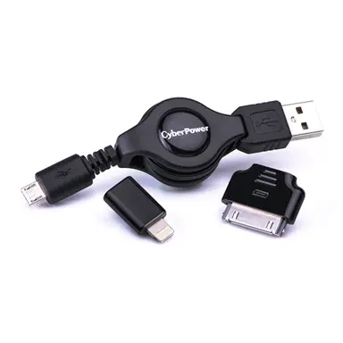 CyberPower Systems (USA) The CyberPower Idevice USB Cable Kit Contains 3 Pieces; a Retractable Micro-USB