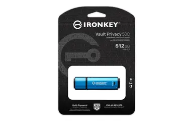 Kingston 512GB USB-C Ironkey Vault Privacy 50C AES-256 Encrypted, Fips 197, image 2