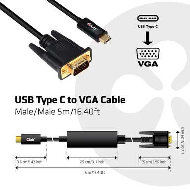 Club 3D B.V USB Type C to VGA Cable, image 6