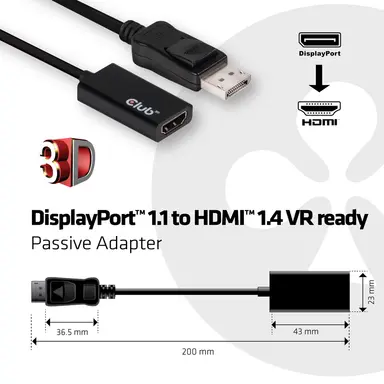 Club 3D B.V DisplayPort 1.1 to HDMI 4K30HZ VR Ready Passive Adapter, image 7