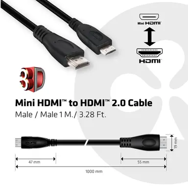 Club 3D B.V Mini HDMI_ HDMI 2.0 Cable M_M 1M/3.28FT, image 7