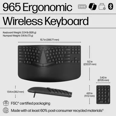HP Sbuy 965 BLK Ergonomic WL KBD U.S. English Localization, image 7