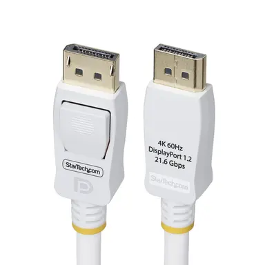StarTech.com 10 ft (3M) White VESA Certified DisplayPort 1.2 Cable, 4K 60HZ, 21.6GBPS, Latchin