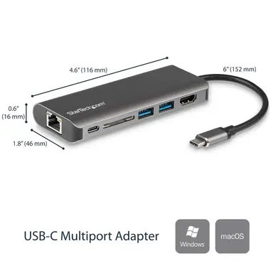 StarTech.com Replaced by DKT30CSDHPD3 - USB-C Multiport Adapter 4K HDMI, Gbe, 2 USB-a, SD - 1, image 6