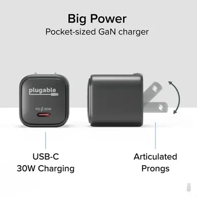 Plugable Technologies Plugable 30W USB-C Gan Charger Magsafe-Compatible, Fast Charging for iPhone, IP, image 6