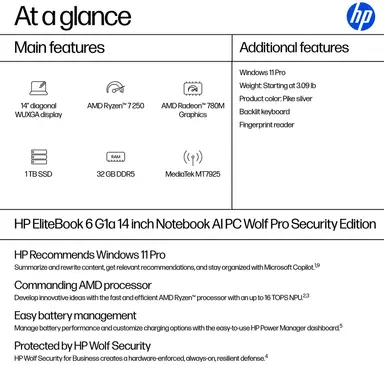 HP New HP EliteBook 6 G1A Notebook AMD Ryzen 7 250 (R7) 32 GB 1 TB PCIe Wi-Fi Blueto, image 8