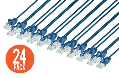 Intellinet Cat6 U/UTP Slim Network Patch Cable, 0.5 FT., Blue, 24-Pack, image 6