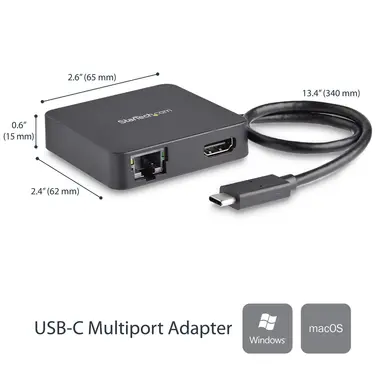 StarTech.com Portable 4-in-1 USB C Multiport Adapter USB Bus-Powered - 4K 30HZ HDMI Video/Gig, image 6