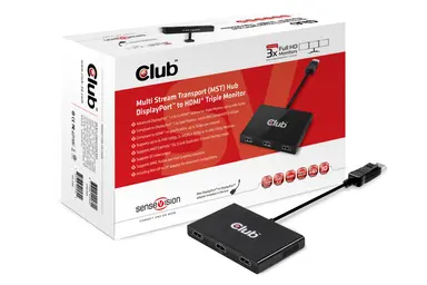 Club 3D B.V This Mst Hub Splits The Signal to 3 Independent HDMI 1.4 Includes DP to Mdp Adap