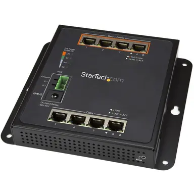 STARTECH.COM Industrial 8 Port Gigabit POE Switch up to 30W Per 4 Power Over Ethernet Ports +