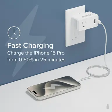 Plugable Technologies Plugable Wall Outlet Extender with 1X USB-C and 1X USB, 32W USB C Charger Block, image 8