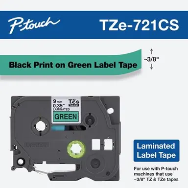 Brother label-making tape Black on green TZe