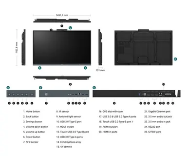 BenQ interactive whiteboard 165.1 cm (65") 3840 x 2160 pixels Touchscreen gray, image 3