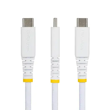 StarTech.com 1 ft (30cm) USB-a to USB-C Fast Charging Cable, 15W 3A, Dual-Layer Braided Nylon/Tpe Jacket, Durable USB-a to Type C Charger Cord, White USB a to USB C Cable, image 4