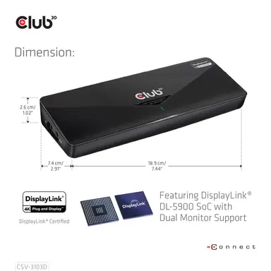 Club 3D B.V The Club 3D USB 3.2 Gen 1 Docking Station Consists OF Multiple Ports Like 3X US, image 8