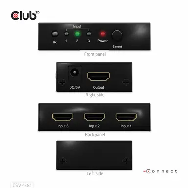 Club 3D B.V 3 to 1 HDMI 8K60HZ/4K 120HZ Switch, image 8