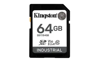 Kingston 64GB Sdxc Industrial -40C to 85C C10 Uhs-I U3 V30 A1 Pslc