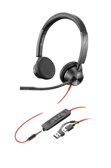 HP Poly Blackwire 3325 Microsoft Teams Certified Headset +USB-C/A Adapter TAA US