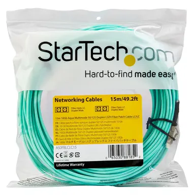 StarTech.com 15M (49 ft) OM3 Multimode LC/LC-UPC Fiber Cable; 1/10/40/100 Gbps Full Duplex; 50, image 8