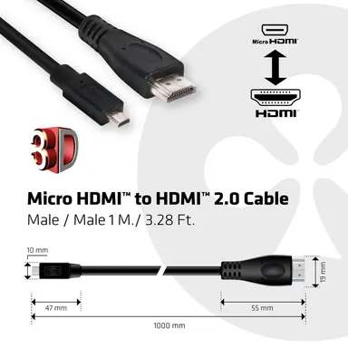 Club 3D B.V Micro HDMI_ HDMI 2.0 Cable M_M 1M/3.28FT, image 7
