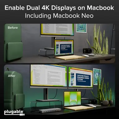 Plugable Technologies 14-in-1 Dock for Mac: Premium Aluminum Housing with Space Gray Finish; Supports, image 4