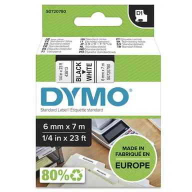 Dymo Labelmanager D1 Tape 6MMX7M 1/4X23 BK/WH Global, image 4