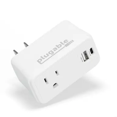 Plugable Technologies Plugable Wall Outlet Extender with 1X USB-C and 1X USB, 32W USB C Charger Block
