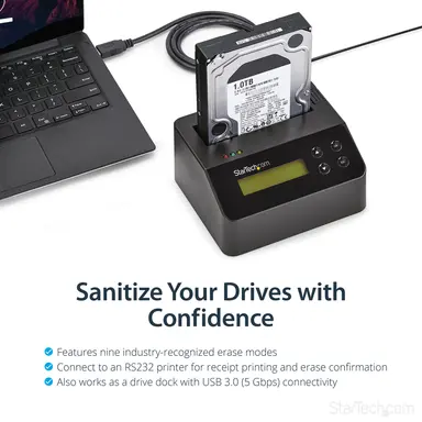 StarTech.com Single Bay Hard Drive Eraser/Wiper; Standalone HDD/SSD Disk Sanitiz, image 8