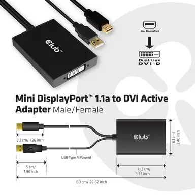 Club 3D B.V Mini DisplayPort to Dual Link DVI-D Adapter up 2560 × 1600 for Apple Cinema 30, image 8