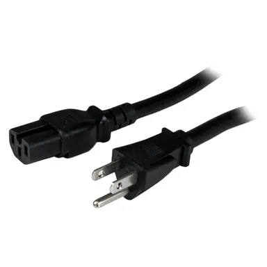 StarTech.com 4 ft (1.2 m) Universal Power Cord W/ NEMA 5-15P and IEC 60320 C15 Connectors; 125V