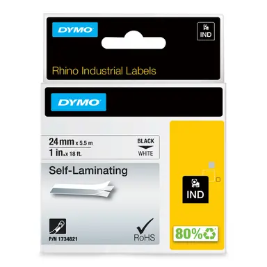 Dymo Rhino 1X1 White Vinyl Self Lam
