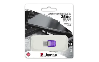 Kingston 256GB Datatraveler Microduo 3C 200MB/S Dual USB-a + USB-C, image 6