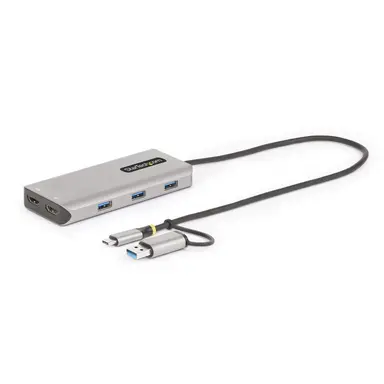 StarTech.com USB-C Multiport Adapter W/Attached USB-C to USB-a Dongle, Dual HDMI