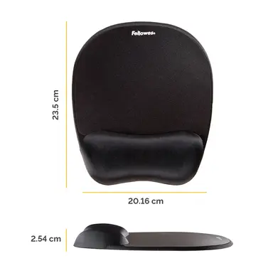 Fellowes Memory Foam Mouse Pad/Wrist Rest - Black.item H X W X D (INCHES):1.00 X 7.94 X 9, image 6