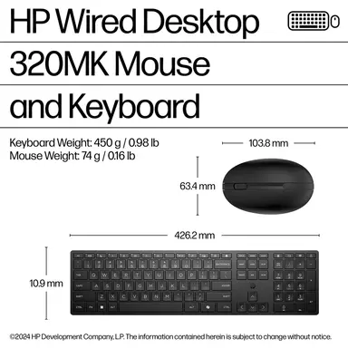 HP Wired Desktop 320MK Mouse and Keyboard - Designed for Your Comfort - Simplifi, image 7