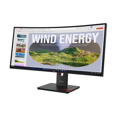 Lenovo T34WD-40, 34 Inch WQHD Curved Docking Monitor with LTS Stand with Phone Slot, up, image 6