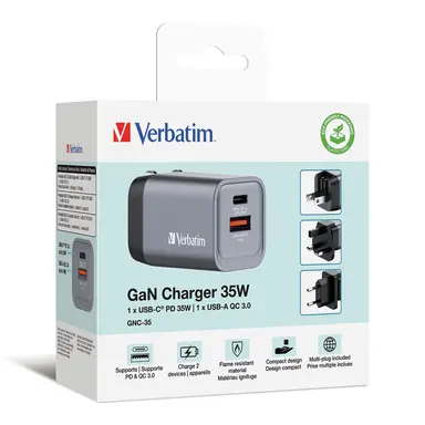 Verbatim Americas 35W 2-Port Gan Wall Charger, image 6
