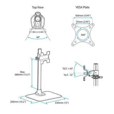 StarTech.com Mount Your Monitor on a Desk Stand, with Tilt, Pivot and Height Adjustments - WO, image 8