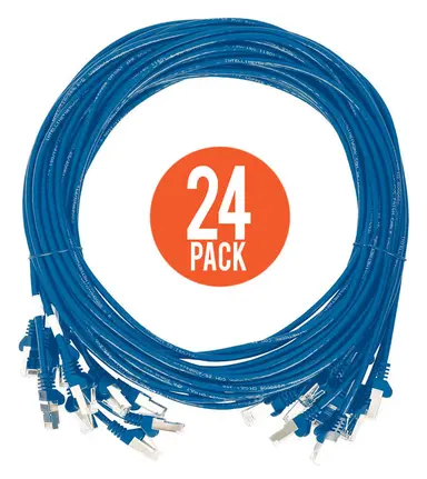 Intellinet Cat6 U/UTP Slim Network Patch Cable, 0.5 FT., Blue, 24-Pack