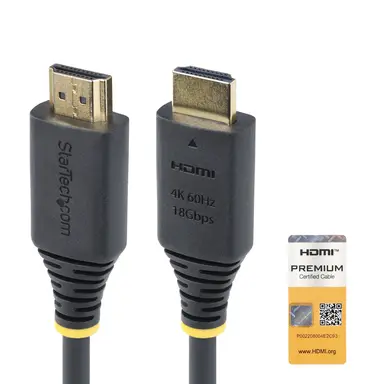 StarTech.com 1.5 m (4.9 ft) Premium Certified High Speed HDMI Cable, 4K 60HZ/1440P 144HZ, HDR10