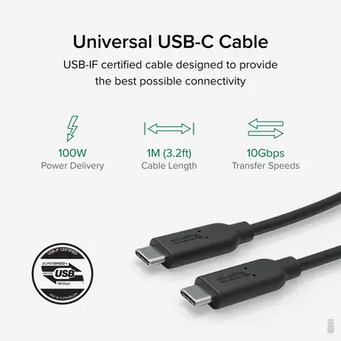Plugable Technologies Plugable 10GBPS USB C to USB C Cable, 3.3 Feet (1 Meter), 3A, USB-If Certified, image 7