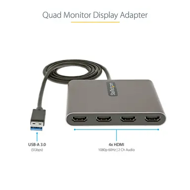 StarTech.com USB 3.0 to 4 HDMI Adapter - Quad Monitor, image 8