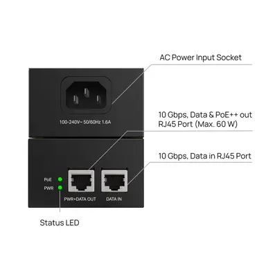 Omada Networks by TP Link Omada 10G PoE++ Injector, image 7