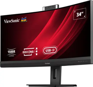 ViewSonic 34 in Uwqhd Curved Video Conferencing Monitor with Windows Hello Compatible IR We, image 7