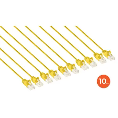 Intellinet Cat6 U/UTP Slim Network Patch Cable, 0.5 FT., Yellow, 10-Pack, image 7